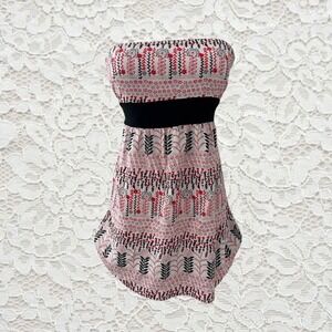 vintage charlotte russe patterned babydoll tube top with tie‎ back